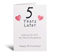 Postcard Prints - 5th Wedding Anniversary Card For Wife for Husband For Boyfriend or Girlfriend Fifth Anniversary Hearts