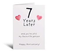 Postcard Prints - 7th Wedding Anniversary Card For Wife Anniversary Card for Husband Anniversary Card For Boyfriend or Girlfriend Seventh Anniversary White Hearts