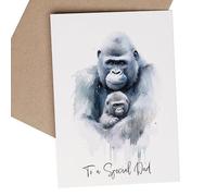 Postcard Prints - Birthday Card For Dad Card For Him Birthday Card For Dad Happy Birthday Card For Father with Gorilla Illustration