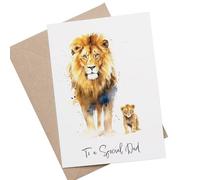 Postcard Prints - Birthday Card For Dad Card For Him Birthday Card For Dad Happy Birthday Card For Father with Lion Illustration