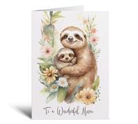 Postcard Prints - Birthday Card For Mum Card for Mothers Day Birthday Card For Her Birthday Card For Mum Happy Birthday Card For Mum with Sloth Illustration
