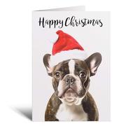Postcard Prints - Christmas Card For Him or Her Christmas Card With A Dog French Bulldog Dog Christmas Card For Anyone Friend Fun Christmas Card of a Dog