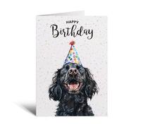Postcard Prints - Cocker Spaniel Dog Birthday Card - Charming Pet Illustration - Perfect for Dog Lovers - Matte Finish 5x7 Inch - Includes Kraft Envelope - 4 Card Pack