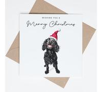 Postcard Prints - Cocker Spaniel Dog Christmas Card - Cute Dog Lover Card - Eco Friendly Merry Christmas Cocker Spaniel Holiday Card - 4 Card Pack