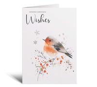 Postcard Prints - Elegant Christmas Card Featuring a Watercolour Robin Illustration Christmas Wishes Robin Christmas Card