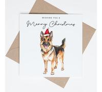 Postcard Prints - German Shepherd Dog Christmas Card - Cute Dog Lover Card - Eco Friendly Merry Christmas German Shepherd Holiday Card - 3 Card Pack