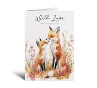 Postcard Prints - Mother's Day Card Cute Fox Illustration for Wildlife Lover - Pretty Card for Mum with Fox Design - Large 5x7 Inch - 300gsm Matte Finish