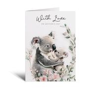 Postcard Prints - Mother's Day Card Cute Koala Illustration for Wildlife Lover - Pretty Mum's Day Card with Matching Envelope - Large 5x7 Inch - 300gsm Matte Finish