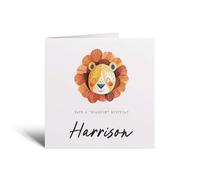Postcard Prints - Personalised Children's Birthday Card Lion Childs Cute Lion For Kids Customisable For Children