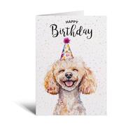 Postcard Prints - Poodle Dog Illustration Birthday Card for Him or Her - Animal Theme with Kraft Envelope - 5x7 Inch