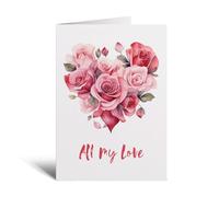 Postcard Prints - Valentine's Day Card for Her - Romantic Love Greeting Card with Heart Design - Large 5x7 Inch - White - 1 Card