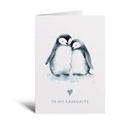 Postcard Prints - Valentine's Day Card for Her - Romantic Love Greeting - Cute Penguin Design - Card for Wife, Girlfriend - Large 5x7 White Matte Finish