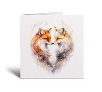 Postcard Prints - Valentine's Day Card for Wife, Husband, Boyfriend, or Girlfriend - Romantic Love Fox Heart Greeting Card - Cute Fox Design - White Matte Finish - Square 5.5x5.5 Inch - 1 Card