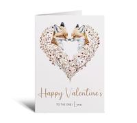 Postcard Prints - Valentine's Day Card for Wife or Husband - The One I Love - Unique Fox Heart Design - Elegant White 5x7 Inch - 1 Card