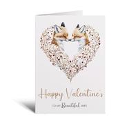 Postcard Prints - Valentine's Day Card for Wife - Unique Fox Heart Design - Elegant Romantic Love Card - Large 5x7 White Matte Finish - 1 Card