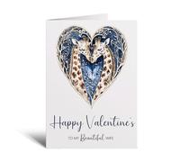 Postcard Prints - Valentine's Day Card for Wife - Unique Giraffe Heart Design - Elegant Romantic Animal Card - Large 5x7 Inch - Matte Finish - White - 1 Card