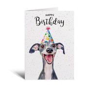 Postcard Prints - Whippet Dog Illustration Birthday Card for Him or Her - 5x7 Inch - 300gsm Matte Finish - Perfect for Pet Lovers