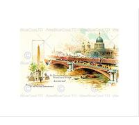POSTCARD ST PAULS CATHEDRAL CLEOPATRAS NEEDLE LONDON FRAMED PRINT B12X10873