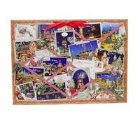 Postcards from the Christmas Markets Advent Calendar | Large Traditional Advent Calendar with Glitter & Hanging Ribbon - 52x38cm