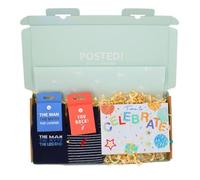 POSTED! His Birthday Celebration Letterbox Gift Includes Pop Up Treat Tray Card - By LK - Masculine Design, Unique Socks, Heartfelt Wishes, Hidden Chocolates, Card & Gifts, Pop Up Birthday Card