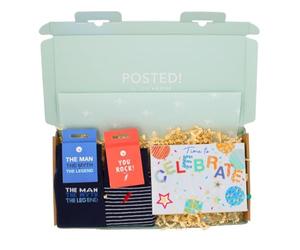 POSTED! His Birthday Celebration Letterbox Gift Includes Pop Up Treat Tray Card - By LK - Masculine Design, Unique Socks, Heartfelt Wishes, Hidden Chocolates, Card & Gifts, Pop Up Birthday Card