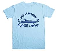 Postees Boats n Hoes Inspired by Step Brothers T-Shirt (L) Blue