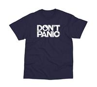 Postees Don't Panic Inspired by The Hitchhiker's Guide to The Galaxy Printed t-Shirt (XXL) Navy Blue