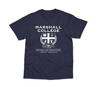 Postees Marshall College Design Inspired By Indiana Jones Screen Printed Cotton T-Shirt Large Navy