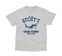 Postees Quints Shark Fishing Shop Inspired Printed T-Shirt Grey XL