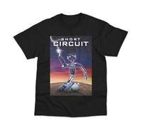 Postees Short Circuit Movie Poster Inspired Direct to Garment Printed Cotton T-Shirt Black XXL
