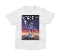 Postees Short Circuit Movie Poster Inspired Direct to Garment Printed Cotton T-Shirt White Medium