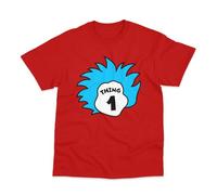 Postees Thing 1 Inspired by Cat in The Hat Kids T-Shirt, Red, Age7-8