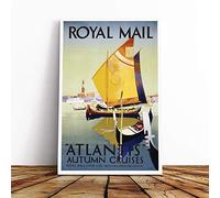Poster Atlantis Travel Cruise Canvas Print | Gallery Wrapped 30mm Frame Wall Art | 30x20 inches | Ready to Hang | Retro Picture | Living Room Bedroom Lounge Office