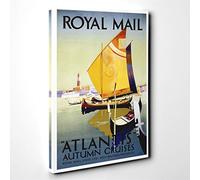 Poster Atlantis Travel Cruise Canvas Print | Gallery Wrapped 30mm Frame Wall Art | 30x20 inches | Ready to Hang | Retro Picture | Living Room Bedroom Lounge Office