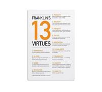 poster Benjamin Franklin Principles Motivational Poster Canvas Wall Art Print 13 Virtues for Office Wall Decor Study Room Success Mindset Art(Framed,16x24inch(40x60cm))