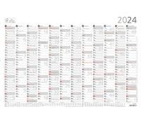 Poster Calendar 12 Months 2024 - 42 x 29.7 cm - Rolled - with Working Days and Week Counting - Poster Calendar - Year Planner - 939-6111