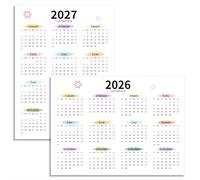 Poster Calendar 2026 2027 Yearly One Page, 2 Year Calendar 2026-2027 Monthly Planner for wall classroom desk office fridge school chart cute funny January September October November December Small