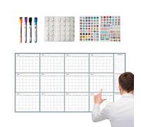 Poster Calendar Erasable On Sheet, Programming Sheet Wall Desk 140 x 86 cm, Reusable Undated Planner with Adhesive Magnets Markers for Home, Office, School