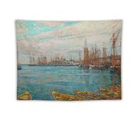 Poster for Childe Hassam's The Port of A Thousand Masts Print Tapestry Wall Art Painting Gifts Bedroom Living Room Decor Modern Home 60"x80"