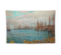Poster for Childe Hassam's The Port of A Thousand Masts Tapestries Wall Art Painting Gift Living Room Prints Bedroom Decor Tapestry Artworks 40"x60"