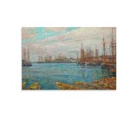 Poster for Childe Hassam's The Port of A Thousand Masts Wall Art Poster Scroll Canvas Painting Picture Living Room Decor Home 24x36inch(60x90cm)