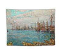 Poster for Childe Hassam's The Port of A Thousand Masts Wall Tapestry Room Aesthetic Painting Bedroom Tapestries Living Room Walls Decorative 30"x40"