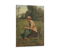 Poster for Jules Breton's The Young Peasant Woman with The Scarab Beetle Posters Art Print Wall Photo Paint Poster Hanging Picture Family Decor 24x36inch(60x90cm)