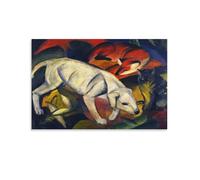 Poster for The Dog, The Fox And The Cat by Expressionist Franz Marc Poster Painting Canvas Wall Art Living Room Posters Painting 08x12inch(20x30cm)