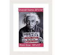 Poster Frame 20" x 14" Fit White Mount Size for 19" x 13" Print Clear HD Perspex & Solid MDF Wooden Frame Landscape Hortizontal Display (White)