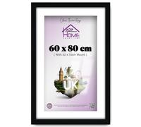 Poster Frame Black 80x60 cm With Mount 50x70 cm Picture Photo Print HD Clear Aclyric Front Frame With Matting White Boarder Wall Mounting Hooks