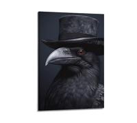 Poster Frame Canvas Wall Art Prints for Hallway Decor - Animal Close Up Crow with Top Hat 12x18inch(30x45cm) Picture Frame Artwork