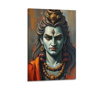 Poster Frame Canvas Wall Art Prints for Home Decor - Hinduism Poster Intricately Adorned Shiva in Close Up, with Ornate Jewelry And Cosmic Flair 24x36inch(60x90cm) Picture Frame Artwork