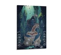 Poster Frame Canvas Wall Art Prints for Home Decor - Hinduism Poster Mysterious Shiva Seated Among Skulls And Trident, in A Dark And Enigmatic Underworld Like Setting 16x24inch(40x60cm) Picture Frame