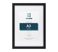 Poster Frames Eton Wood Perfect For Wall Gallery, Living Room & For Wall Shatterproof Styrene, Black Frame White Mount, A2 Pic Size A3